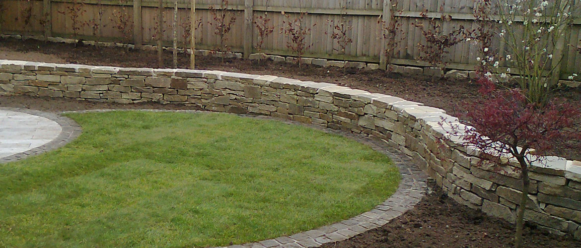 A curved garden wall